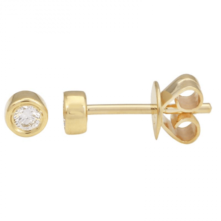 14K Yellow Gold Diamond Bezel Stud Earrings - Susan Blake Jewelry