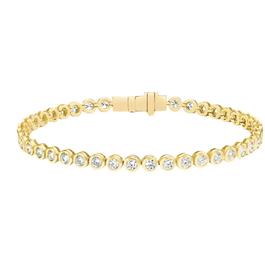 14K Yellow Gold 3.75 Ct. Lab Grown Diamond Bezel Tennis Bracelet 7”  Susan Blake Jewelry