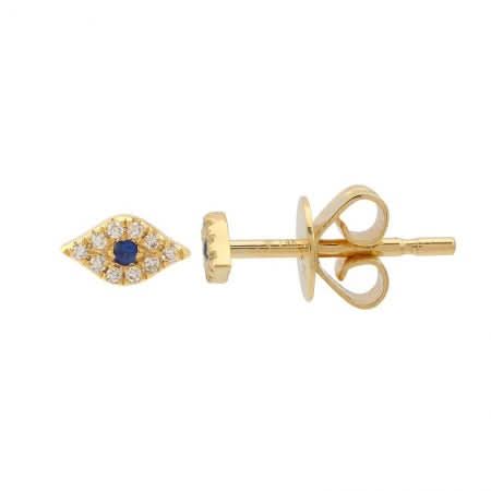 14k Yellow Gold Evil Eye Diamond Stud Earrings - Susan Blake Jewelry